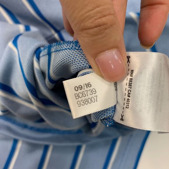 Adidas Polo Shirt Mens 2XL Blue White Striped Moisture Wick Performance Golf - Picture 8 of 10